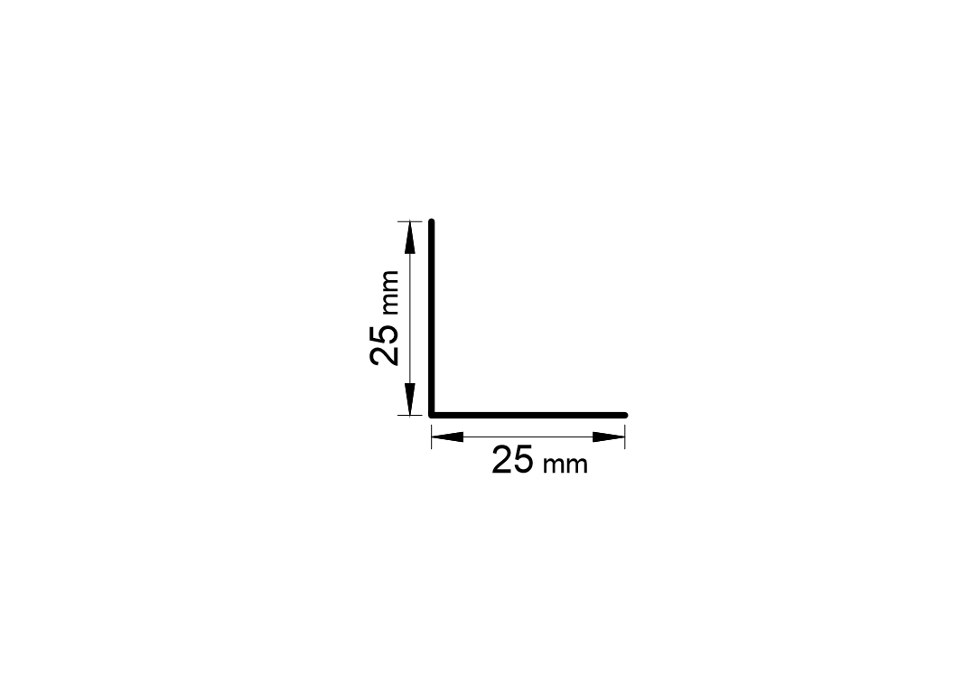 Perfil Angulo De Aluminio Blanco 25x25mm